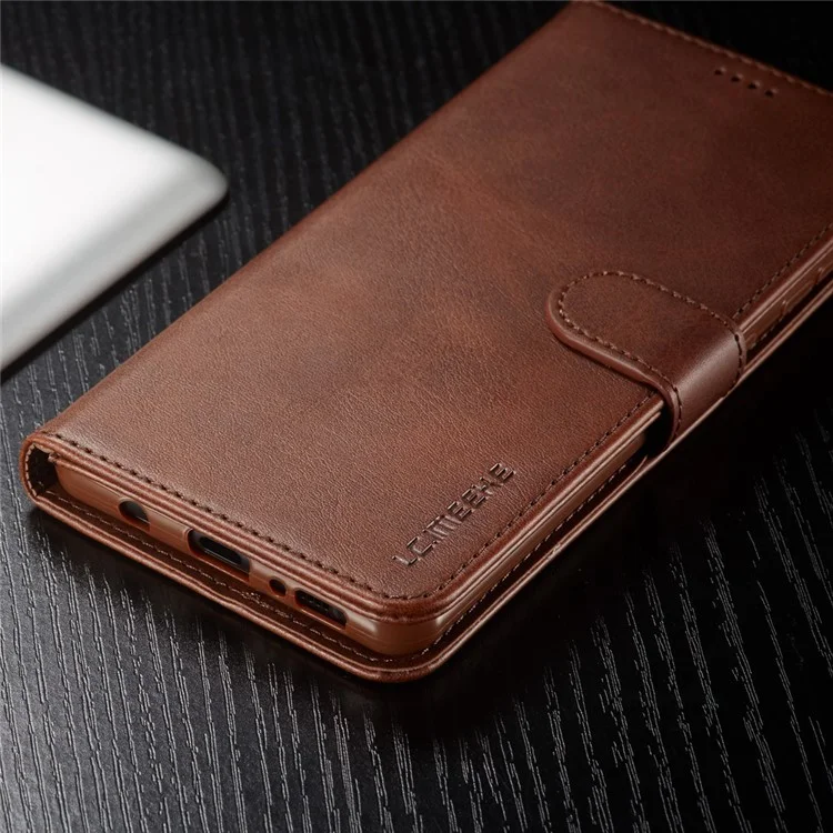 LC.IMEEKE Leather Wallet Case para Samsung Galaxy A71 - Café