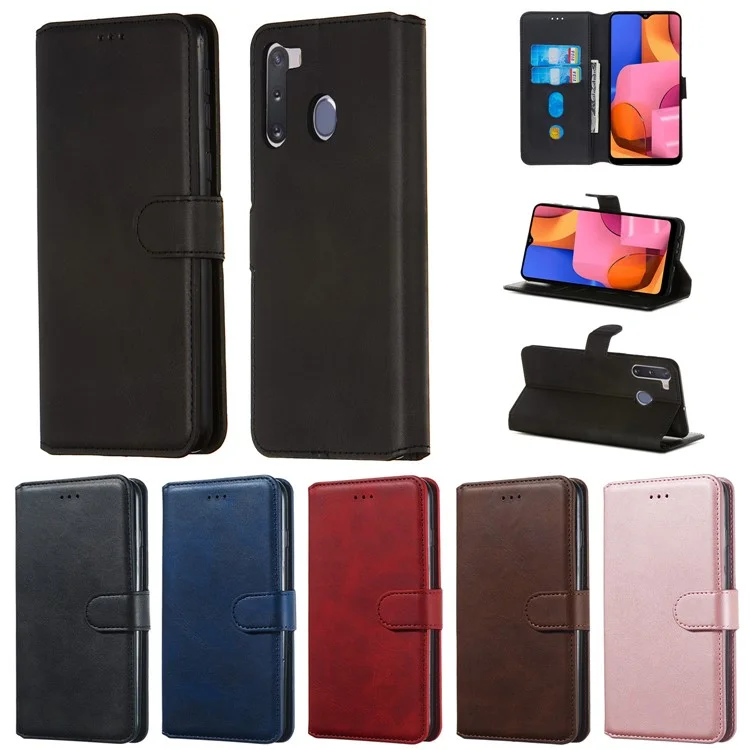 With Wallet Stand Flip Leather Case for Samsung Galaxy A21 - Black