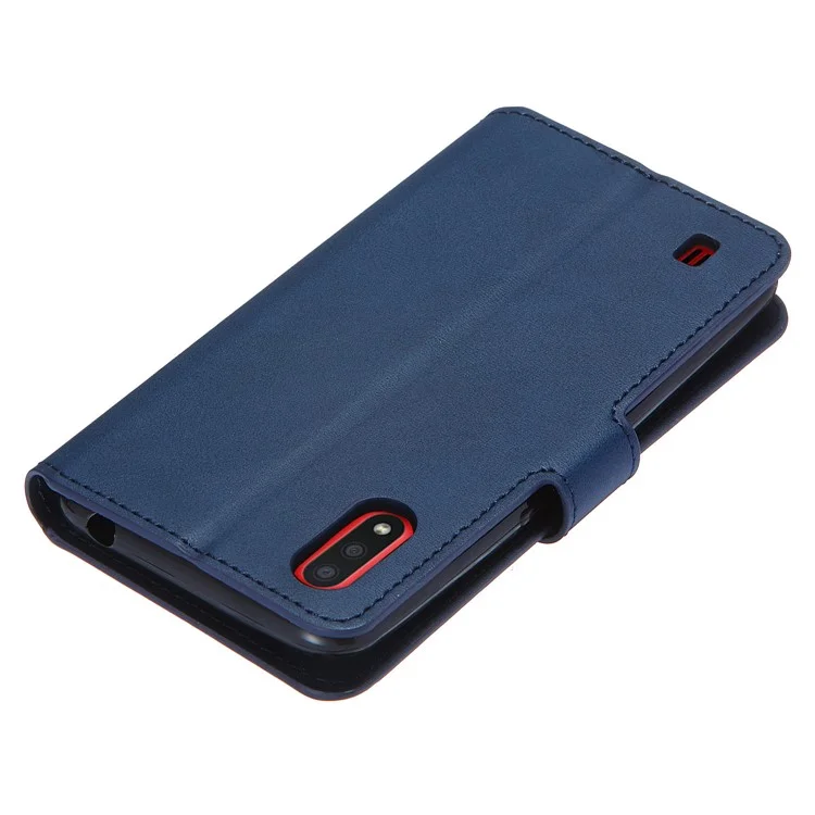 KT en Cuir Enduit Series-4 Portefeuille Case de Support en Cuir Pour Samsung Galaxy A01 - Bleu