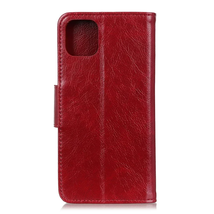 Custodia Wallet in Pelle Spaccata con Texture Nappa per Samsung Galaxy A41 - Rosso