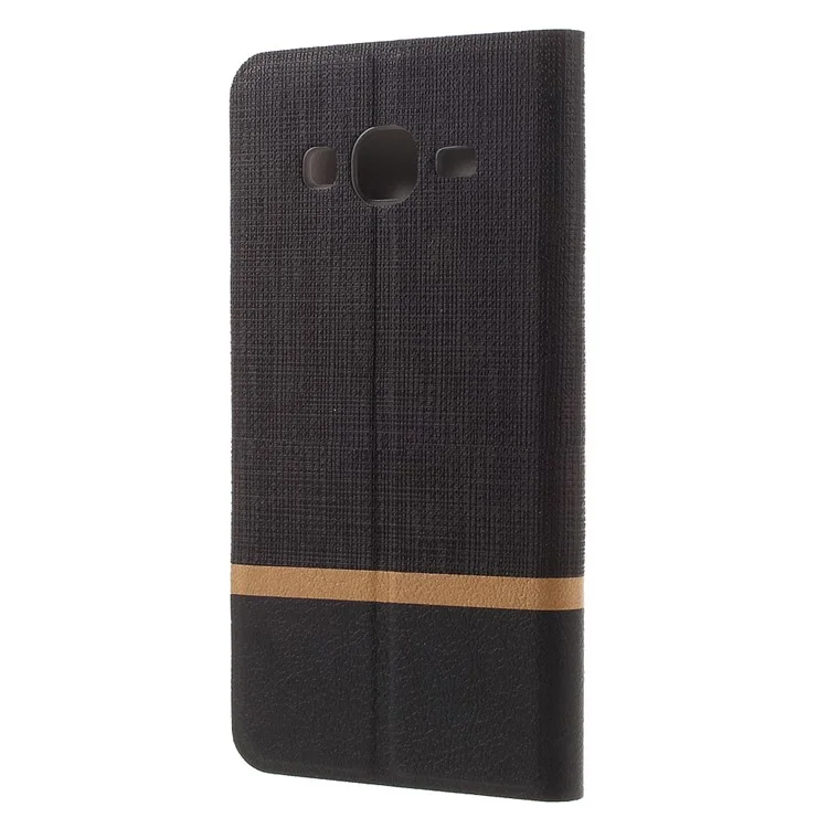 Cross Texture Stand Leather Case for Samsung Galaxy J3 / J3 (2016) - Black