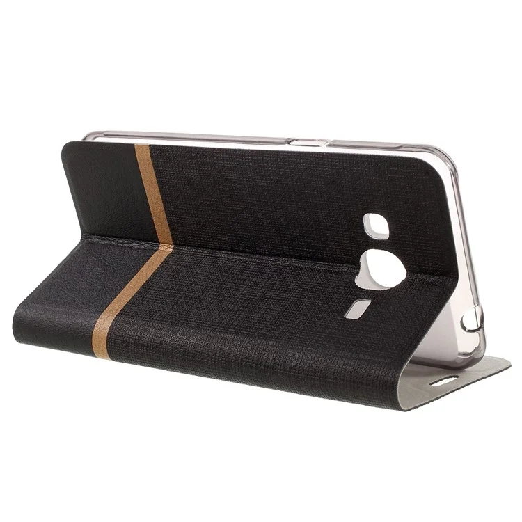 Cross Texture Stand Leather Case for Samsung Galaxy J3 / J3 (2016) - Black