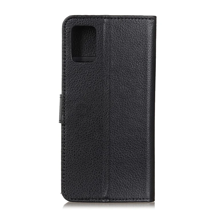 Litchi Haut Textur Brieftasche Lederständer Telefonhülle Für Samsung Galaxy A41 - Schwarz