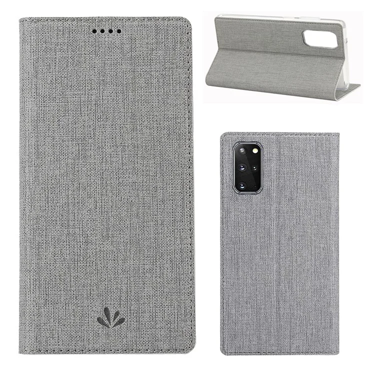 VILI DMX Cross Texture Card Holder Stand Lederhülle für Samsung Galaxy S20 Plus - Grau