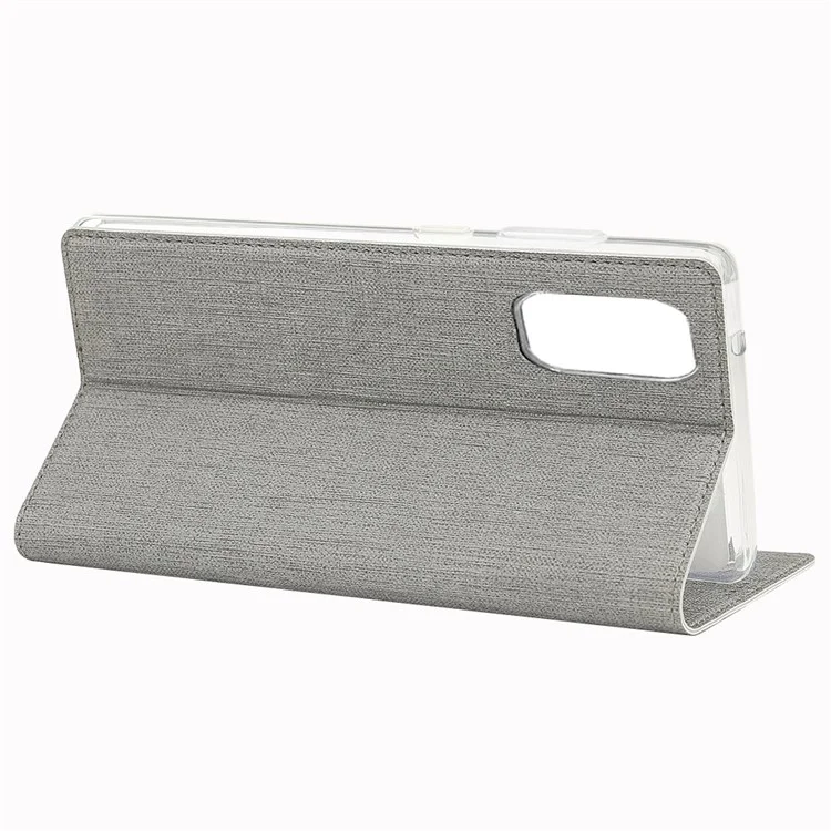 VILI DMX Cross Texture Card Holder Stand Lederhülle für Samsung Galaxy S20 Plus - Grau