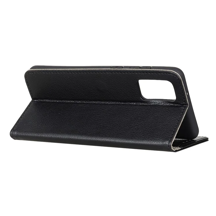 Litchi Skin Texture Wallet Leather Stand Phone Shell für Samsung Galaxy A41 - Schwarz
