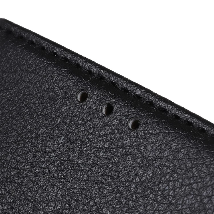 Litchi Skin Texture Wallet Leather Stand Phone Shell für Samsung Galaxy A41 - Schwarz