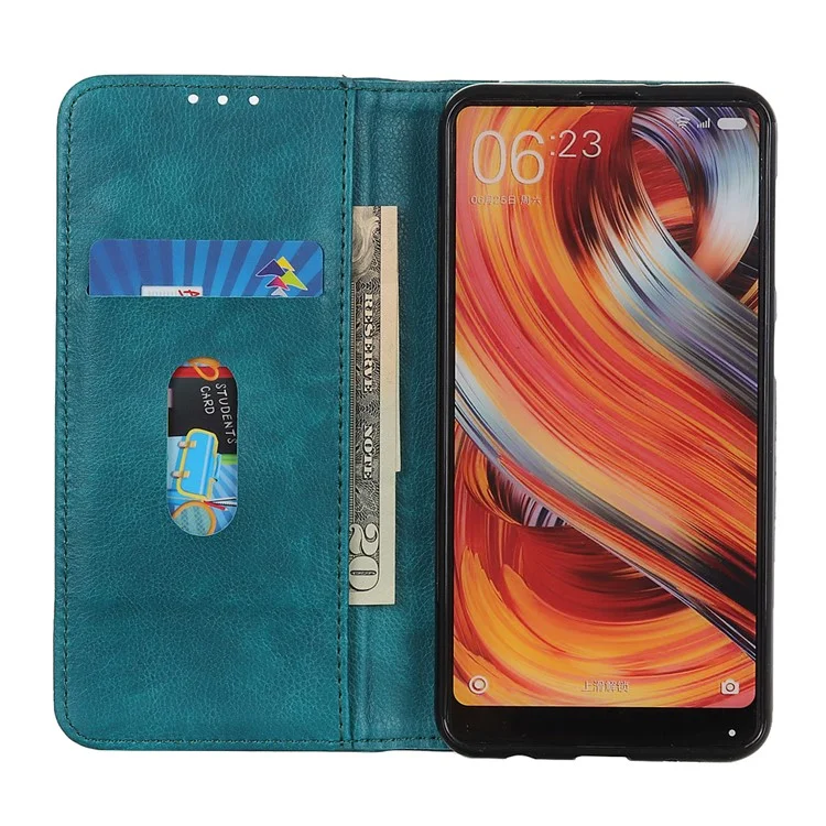 Auto-absorbierte Litchi-textur Split Leder Brieftasche Für Samsung Galaxy A41 - Grün
