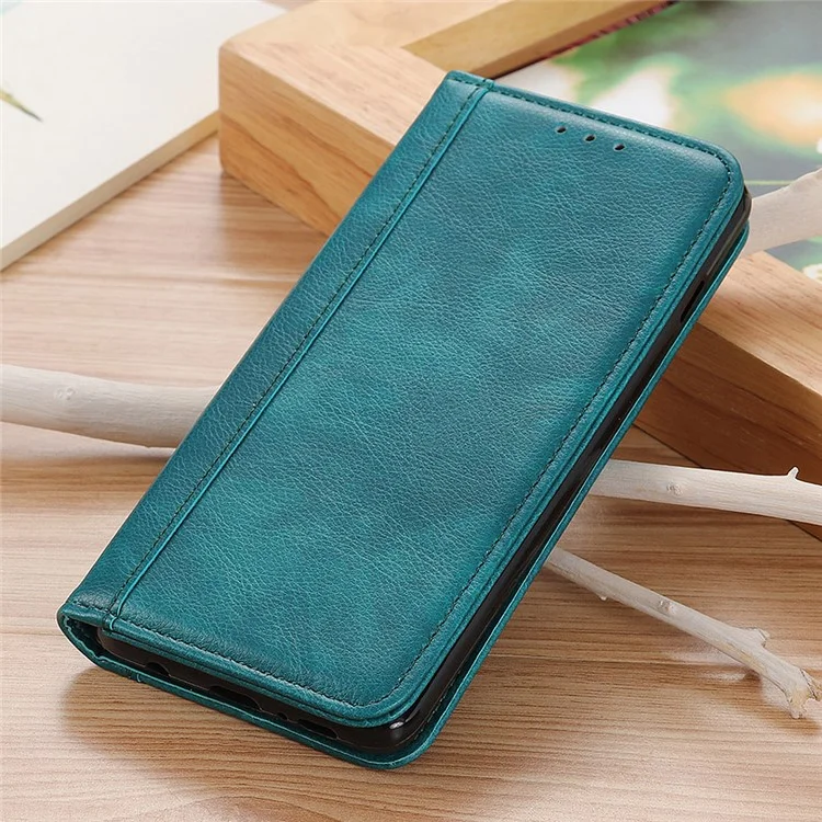 Auto-absorbed Litchi Texture Split Leather Wallet Case for Samsung Galaxy A41 - Green