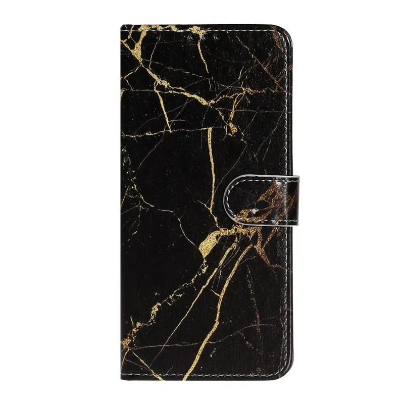 Pattern Printing PU Leather Wallet Stand Cell Phone Shell for Samsung Galaxy A51 - Black Marble