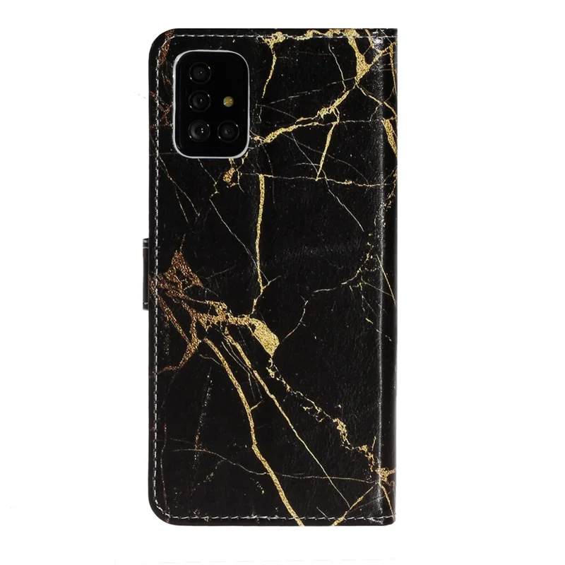 Pattern Printing PU Leather Wallet Stand Cell Phone Shell for Samsung Galaxy A51 - Black Marble