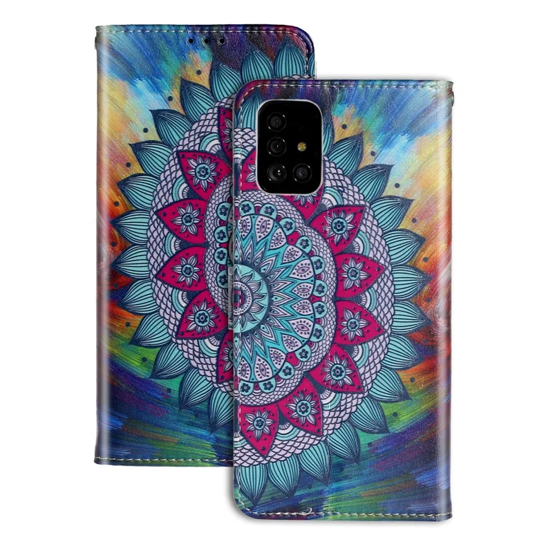 Embossed Pattern Printing Magnetic Leather Wallet Case for Samsung Galaxy A51 - Flower