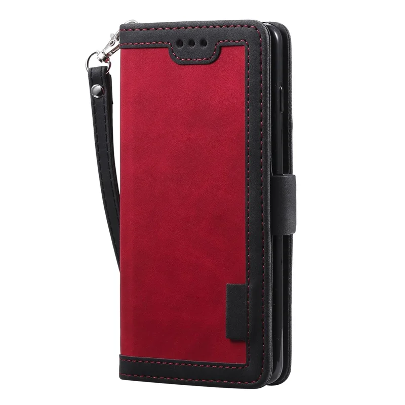 Vintage Splicing Style Wallet Stand Leather Phone Shell for Samsung Galaxy S10 - Red