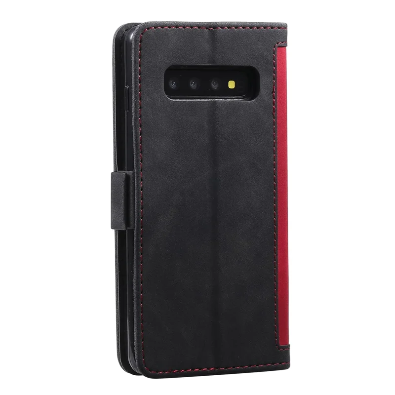 Vintage Splicing Style Wallet Stand Leather Phone Shell for Samsung Galaxy S10 - Red