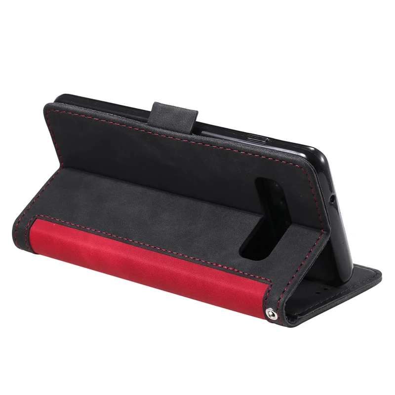 Vintage Splicing Style Wallet Stand Leather Phone Shell for Samsung Galaxy S10 - Red