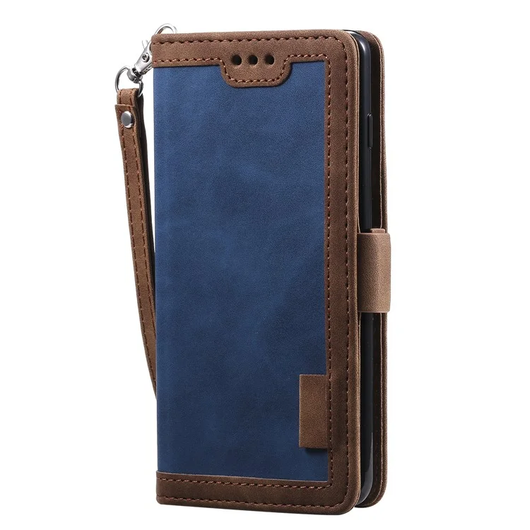 Vintage Splicing Style Wallet Stand Leather Phone Shell for Samsung Galaxy S10 - Azul