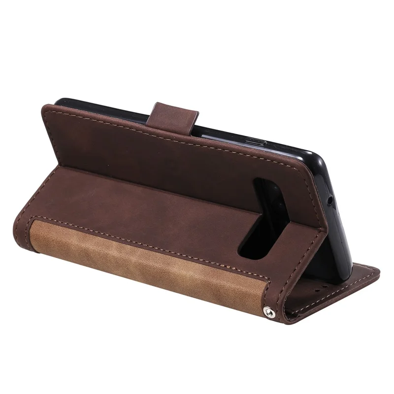 Vintage Splicing Style Wallet Stand Leather Phone Shell for Samsung Galaxy S10 - Brown