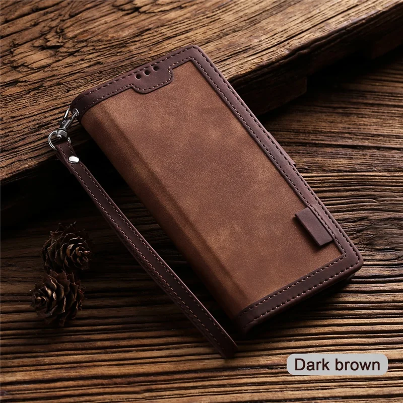 Vintage Splicing Style Wallet Stand Leather Phone Shell for Samsung Galaxy S10 - Brown