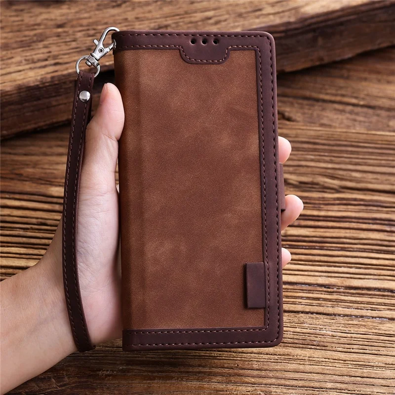 Vintage Splicing Style Wallet Stand Leather Phone Shell for Samsung Galaxy S10 - Brown