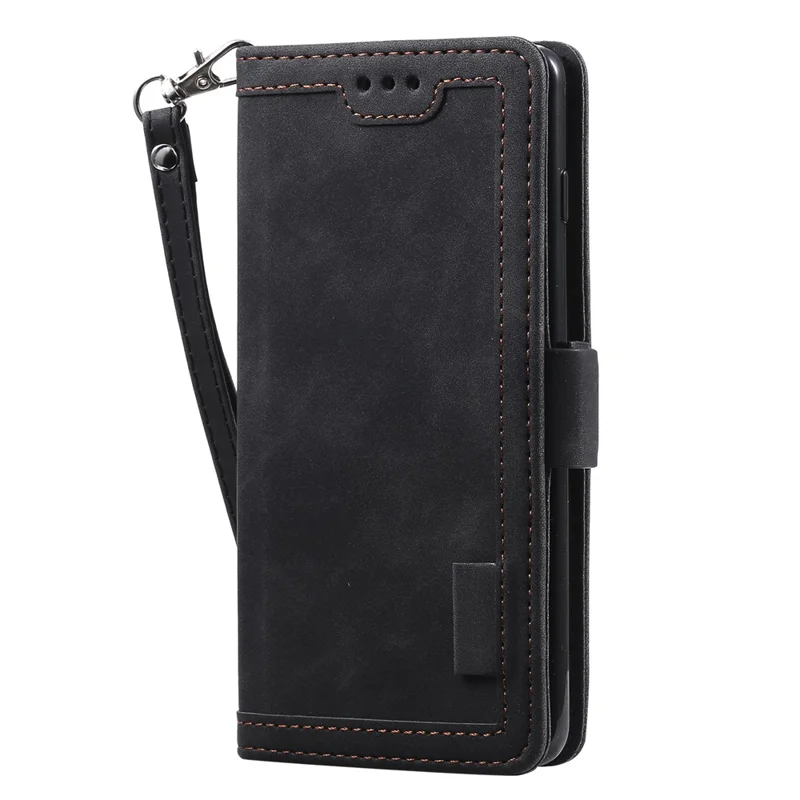 Vintage Splicing Style Wallet Stand Leather Phone Shell for Samsung Galaxy S10 - Black