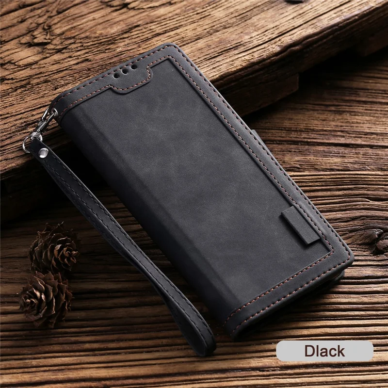 Vintage Splicing Style Wallet Stand Leather Phone Shell for Samsung Galaxy S10 - Black