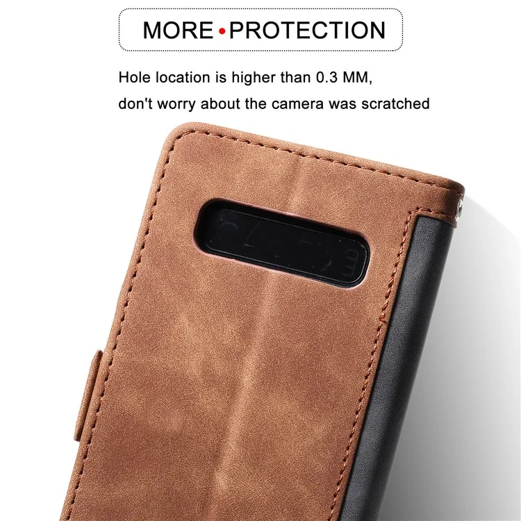 Retro Splicing Leather Shell for Samsung Galaxy S10e - Brown