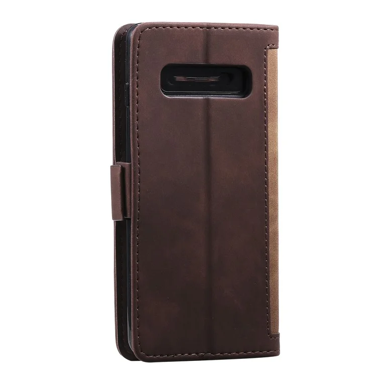 Retro Splicing Leather Shell for Samsung Galaxy S10e - Brown