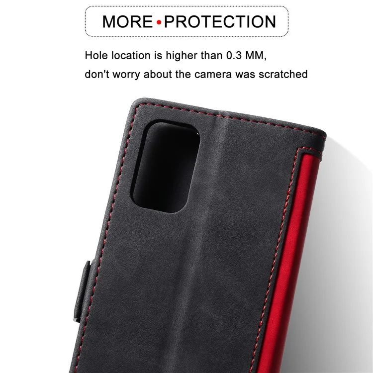 Vintage Splicing Style Wallet Stand Leather Phone Cover for Samsung Galaxy S20 Plus - Red