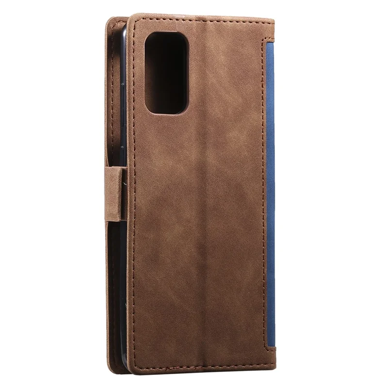 Vintage Splicing Style Wallet Stand Leather Phone Cover for Samsung Galaxy S20 Plus - Blue