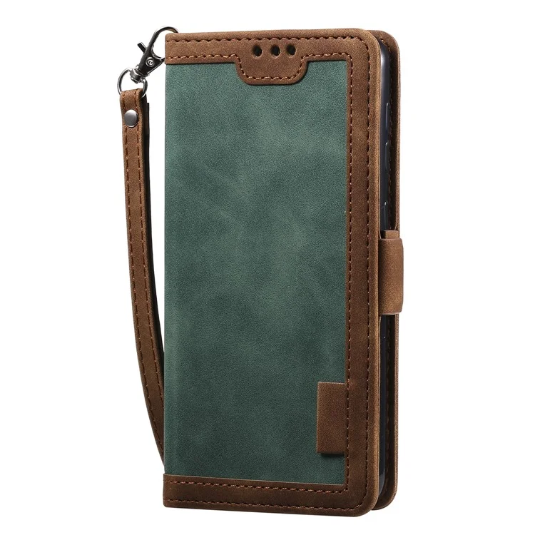 Retro Splicing Leather Phone Casing for Samsung Galaxy A10 - Green