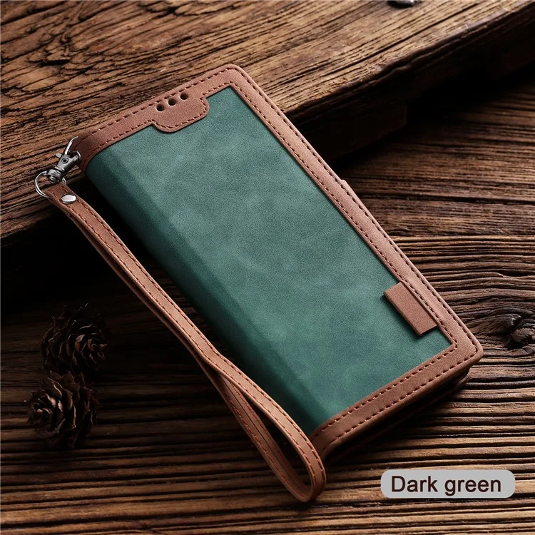 Retro Splicing Leather Phone Casing for Samsung Galaxy A10 - Green