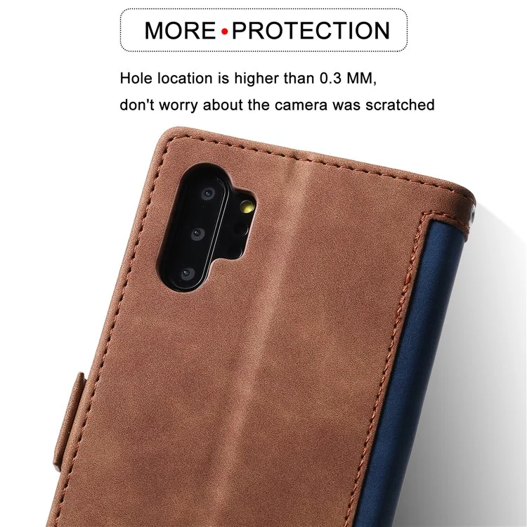 Retro Splicing Leather Phone Covering for Samsung Galaxy Note 10 Pro - Blu