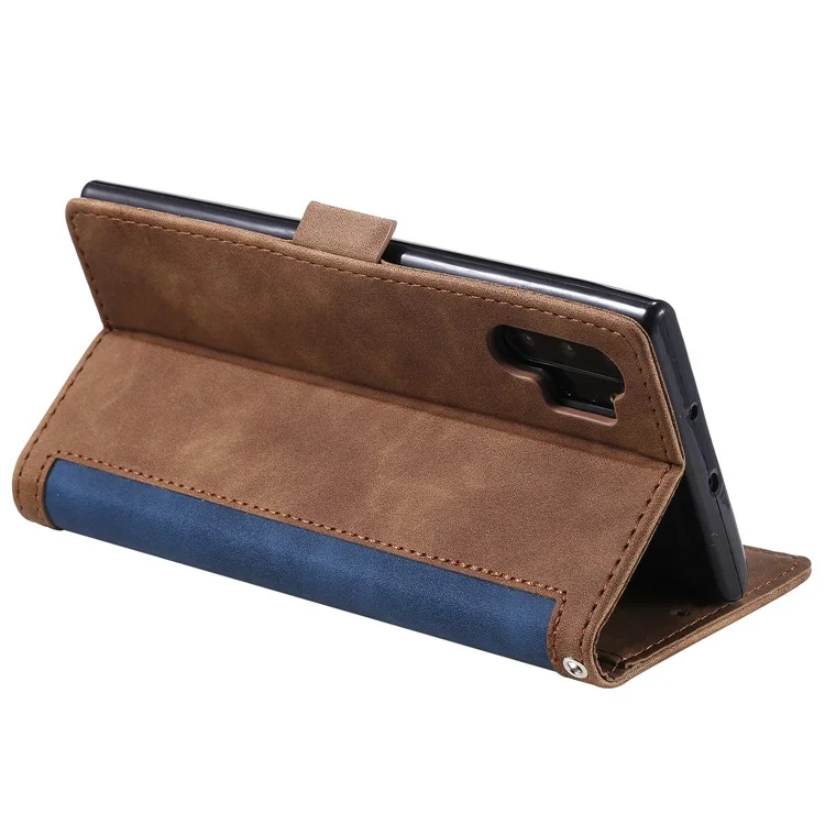 Retro Splicing Leather Phone Covering for Samsung Galaxy Note 10 Pro - Blu