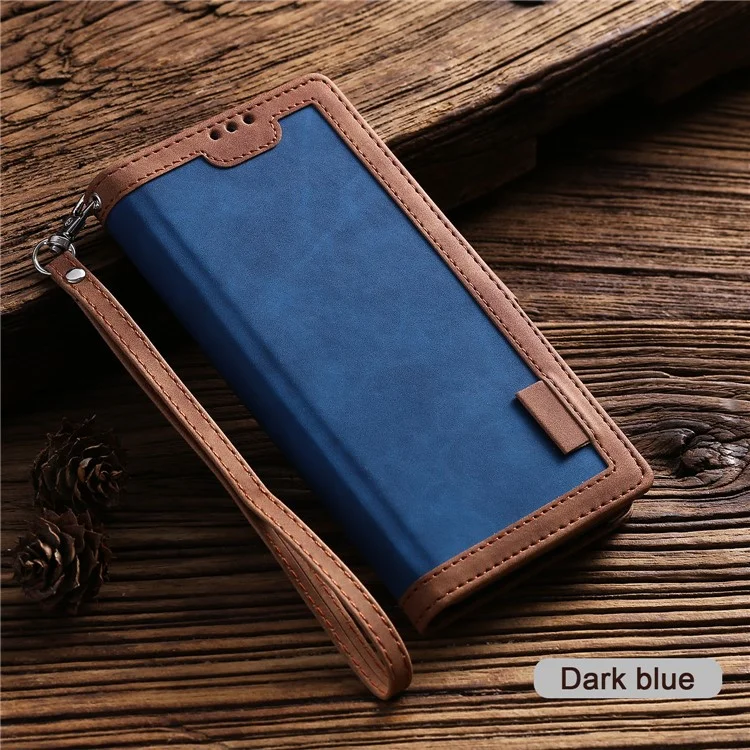 Retro Splicing Leather Phone Covering for Samsung Galaxy Note 10 Pro - Blue