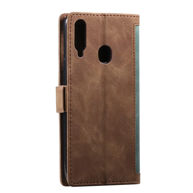 Vintage Splicing Style Wallet Stand Leather Flip Phone Case für Samsung Galaxy A20s - Grün