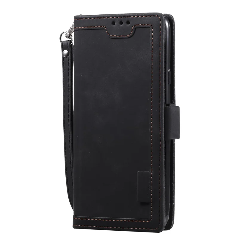 Vintage Splicing Style Wallet Stand Leather Flip Phone Case for Samsung Galaxy A20s  - Black