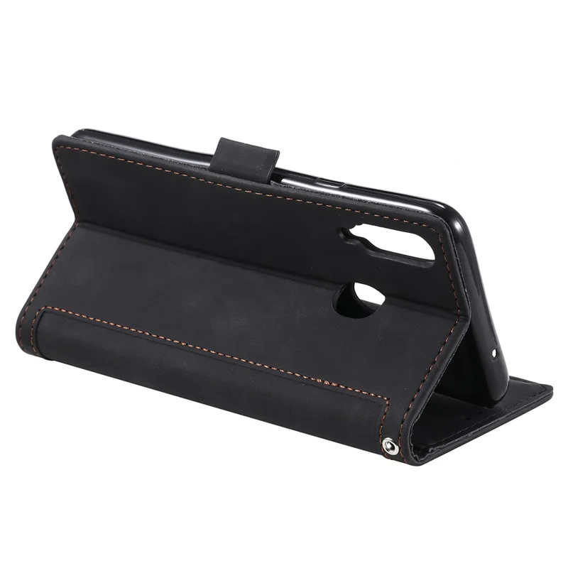Vintage Splicing Style Wallet Stand Leather Flip Phone Case for Samsung Galaxy A20s  - Black