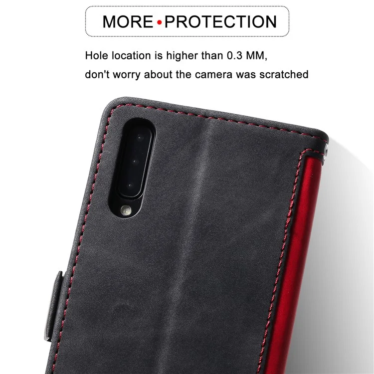 Vintage Splicing Style Wallet Stand Leather Flip Phone Cover for Samsung Galaxy A70  - Red