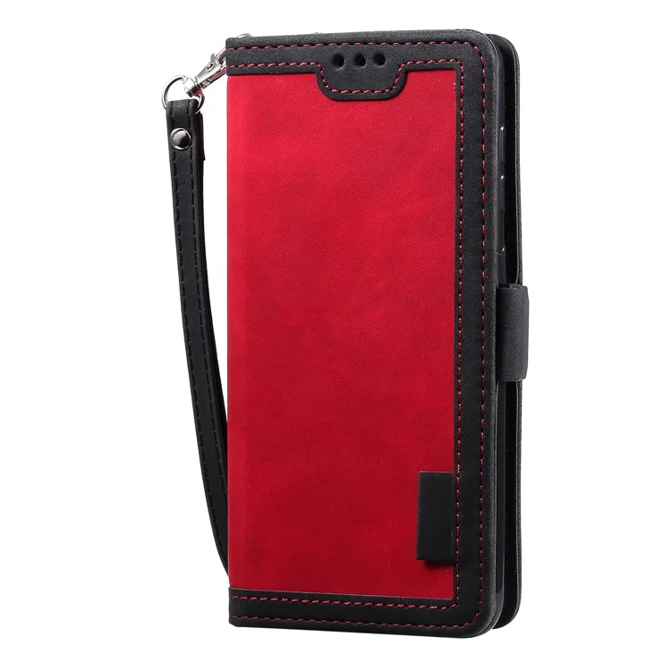 Vintage Splicing Style Wallet Stand Leather Flip Phone Cover for Samsung Galaxy A70  - Red