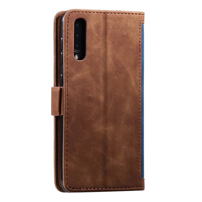Vintage Splicing Style Wallet Stand Leather Flip Phone Cover for Samsung Galaxy A70  - Blue