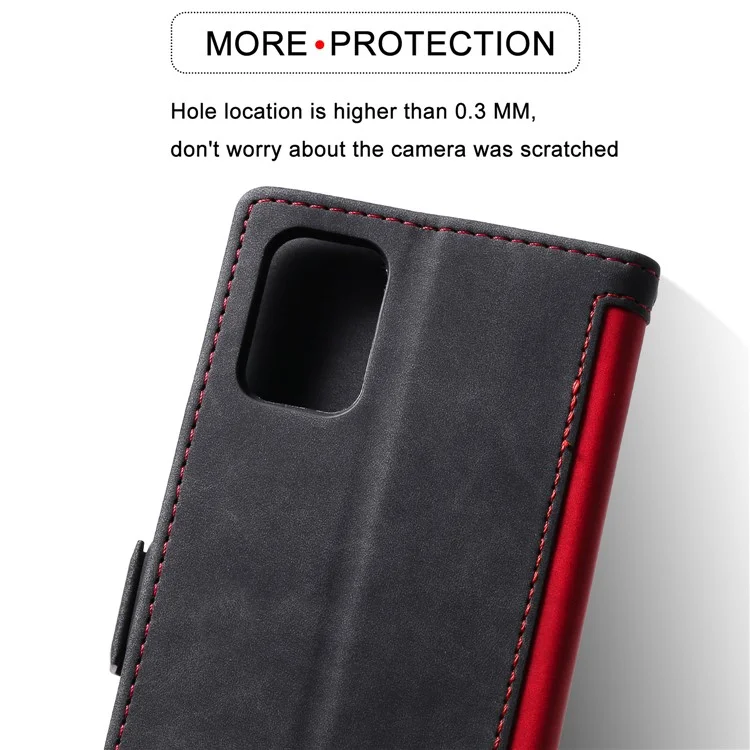 Estilo Retrô Emenda de Couro de Couro Para Samsung Galaxy A41 - Vermelho