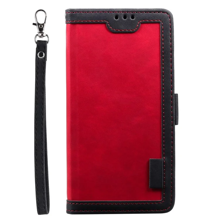 Retro -stil Spleißen Leder Brieftasche Hülle Für Samsung Galaxy A41 - Rot