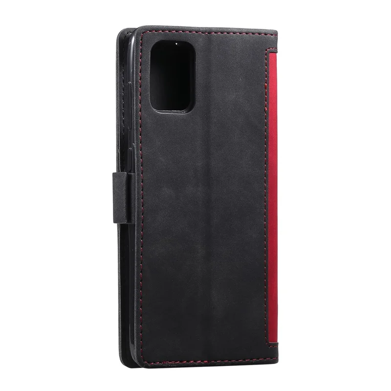 Retro Style Splicing Leather Wallet Phone Case for Samsung Galaxy A71 - Red