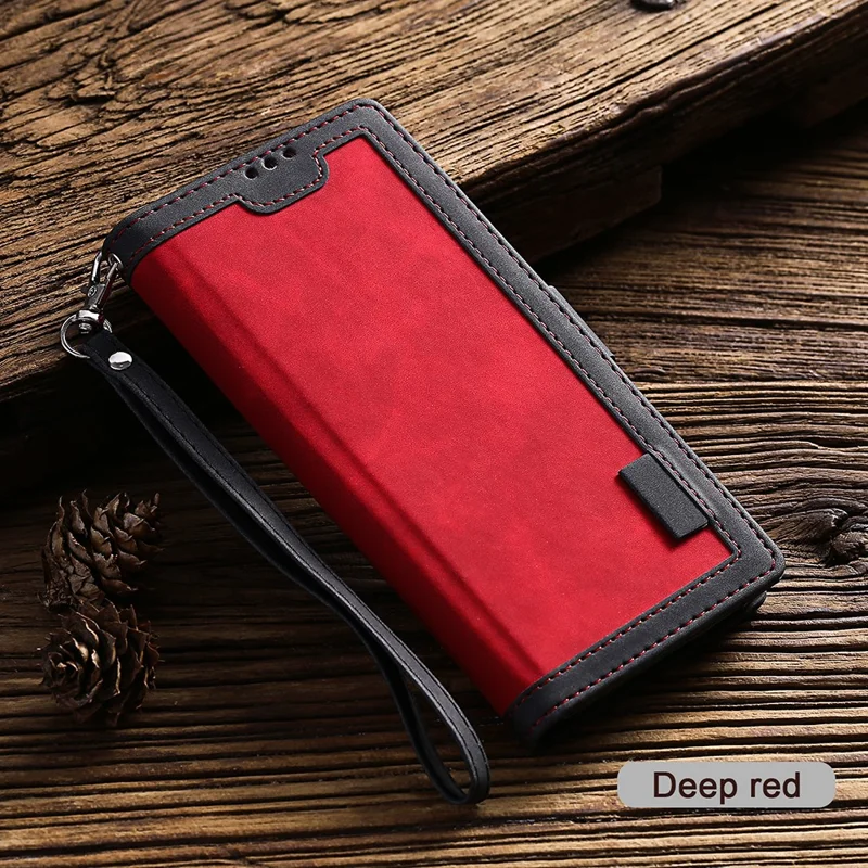 Retro Style Splicing Leather Wallet Phone Case for Samsung Galaxy A71 - Red