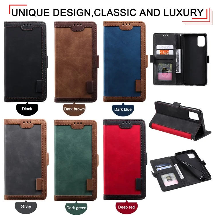 Retro Splicing Leather Casing für Samsung Galaxy A91/S10 Lite - Rot