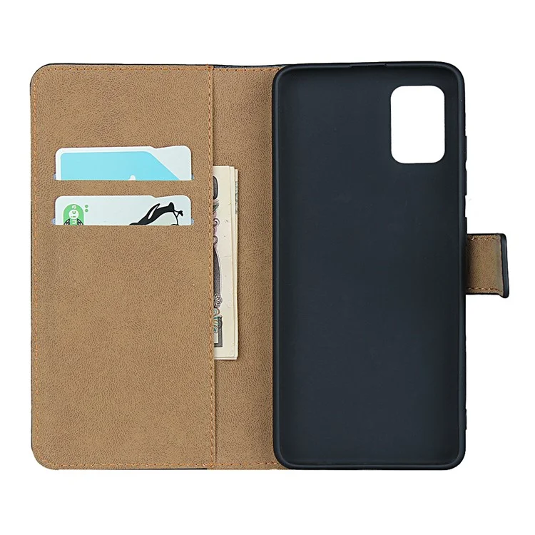 Étui de coque de téléphone cellulaire Véritable Portefeuille en cuir pour Samsung Galaxy A51 - Rose