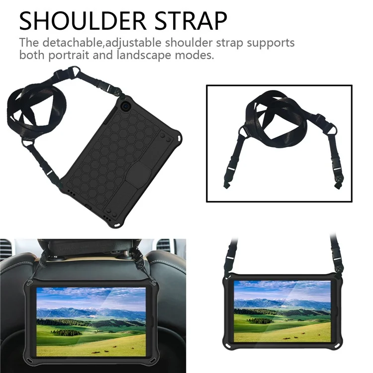 Funda híbrida de carcasa con textura de panal de abeja para tablet Samsung Galaxy Tab A 10.1 (2019) SM-T510/T515 - Negro