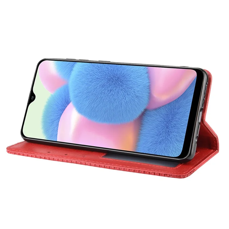 Portafoglio in pelle stile vintage con supporto per telefono per Samsung Galaxy A41 - Rosso