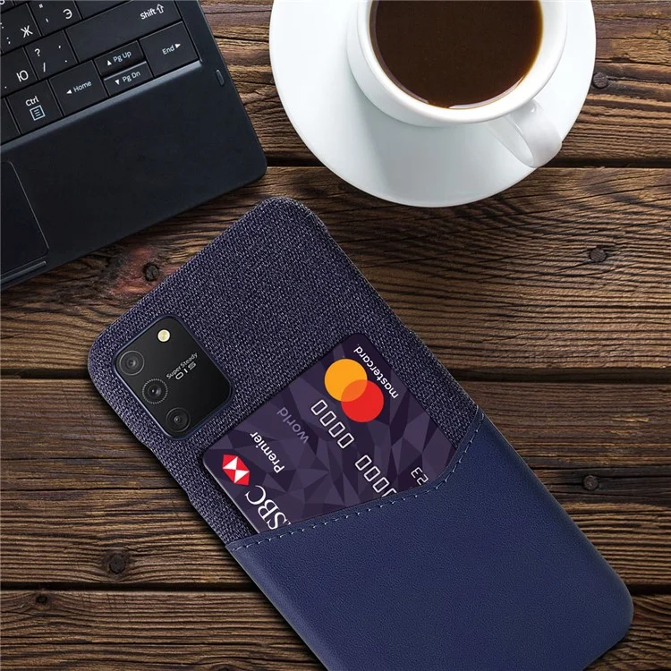 KSQ Cloth PU Leather Coated PC Protective Case pour Samsung Galaxy A91/S10 Lite - Bleu foncé