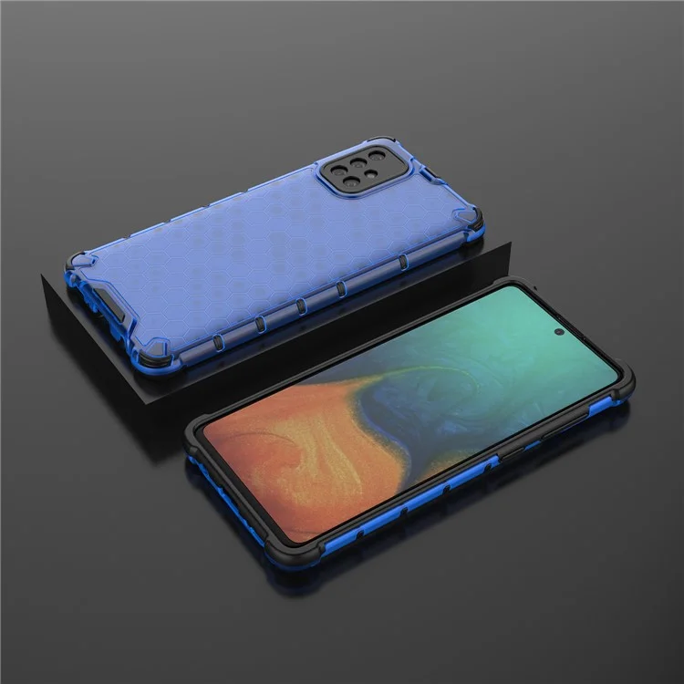 Honeycomb Skin TPU + PC Hybrid Shock-proof Casing for Samsung Galaxy A71 - Blue